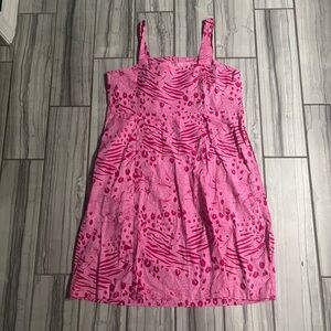 Avenue Pink Midi Dress with Abstract Patterns